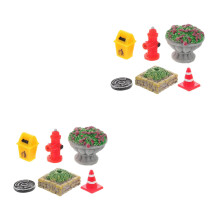 12St Resin Miniatuur Bloembed Brandkraan Verkeerskegel Decor Voor Huis