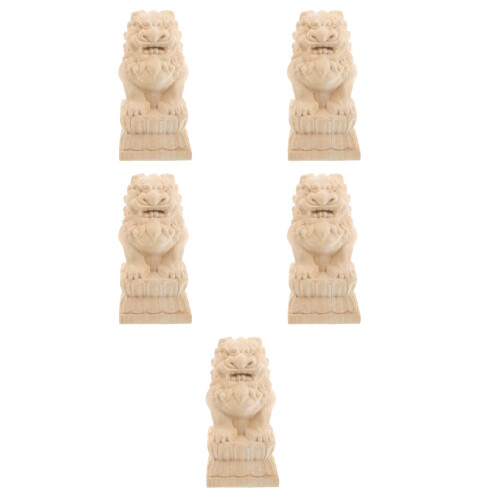 5St Sierstukken, Vintage Ornament, Onbehandeld Hout