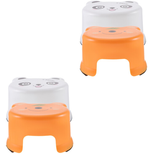 4Pcs Kids Portable Plastic Stool Step Stool Cartoon Style for Home Use