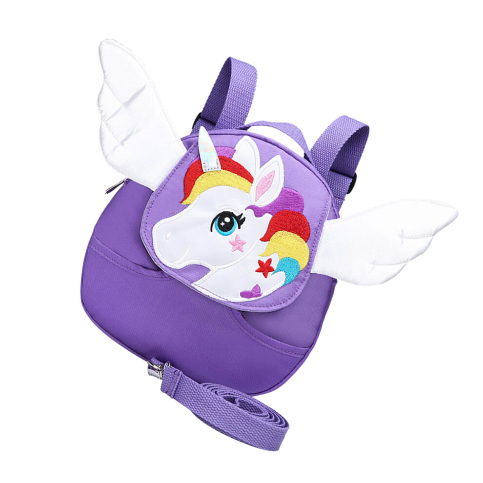 2St Kinderschooltas Cartoon Rugzak Nylon Handvat Paars Met Borstclip-image