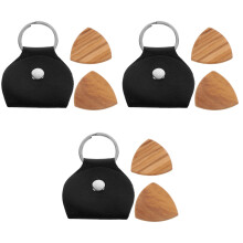 3Sets PU Gitaar Plectrum Houder Sleutelhanger Zwart Material