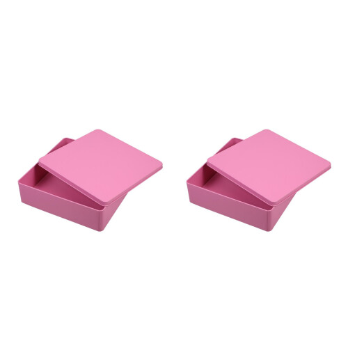 2St Vierkante Roze Met , Voor Snacks En Opslag