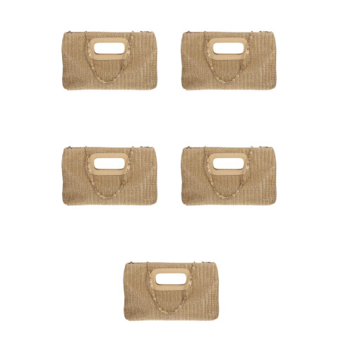 5St Beige Boho Avondtas Dames Met Geweven Polyester