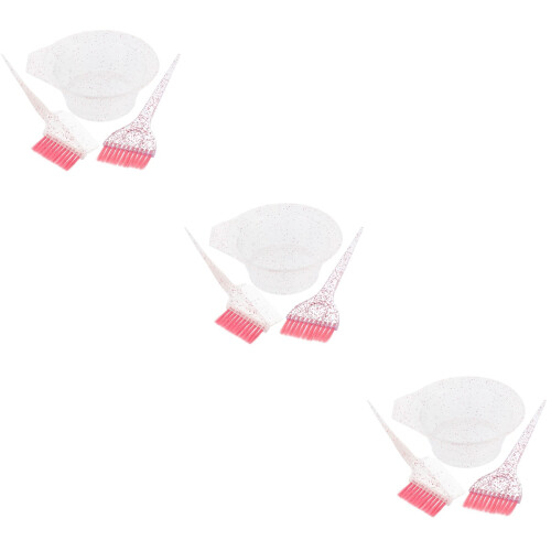3Sets Roze Set Haarverfkom En Salon Borstel Met Flexibele