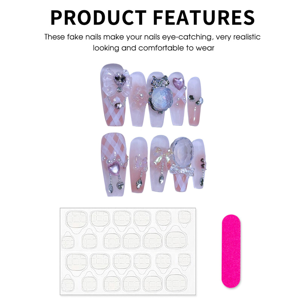 Penghui-Toys (S) Pink Gradients Artificial Nails Finger Resin Material Zero Pressure On Nail Bed For Daily And Parties Wearing
