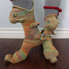 (Chameleon) Cute Animal Knit Socks - Crocodile, Shark, Chameleon