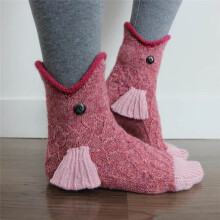 (fish) Cute Animal Knit Socks - Crocodile, Shark, Chameleon