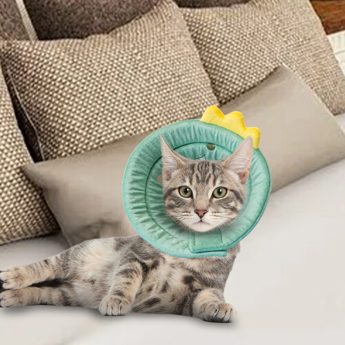(S) Dino Cat Cone - Adjustable Soft Recovery Collar