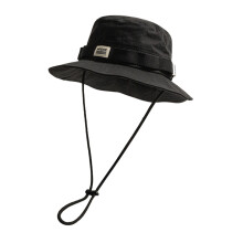 (Black) Summer Hiking Fisherman Hat Drawstring Outdoor Breathable Summer Hats for Home Office Travel Hiking