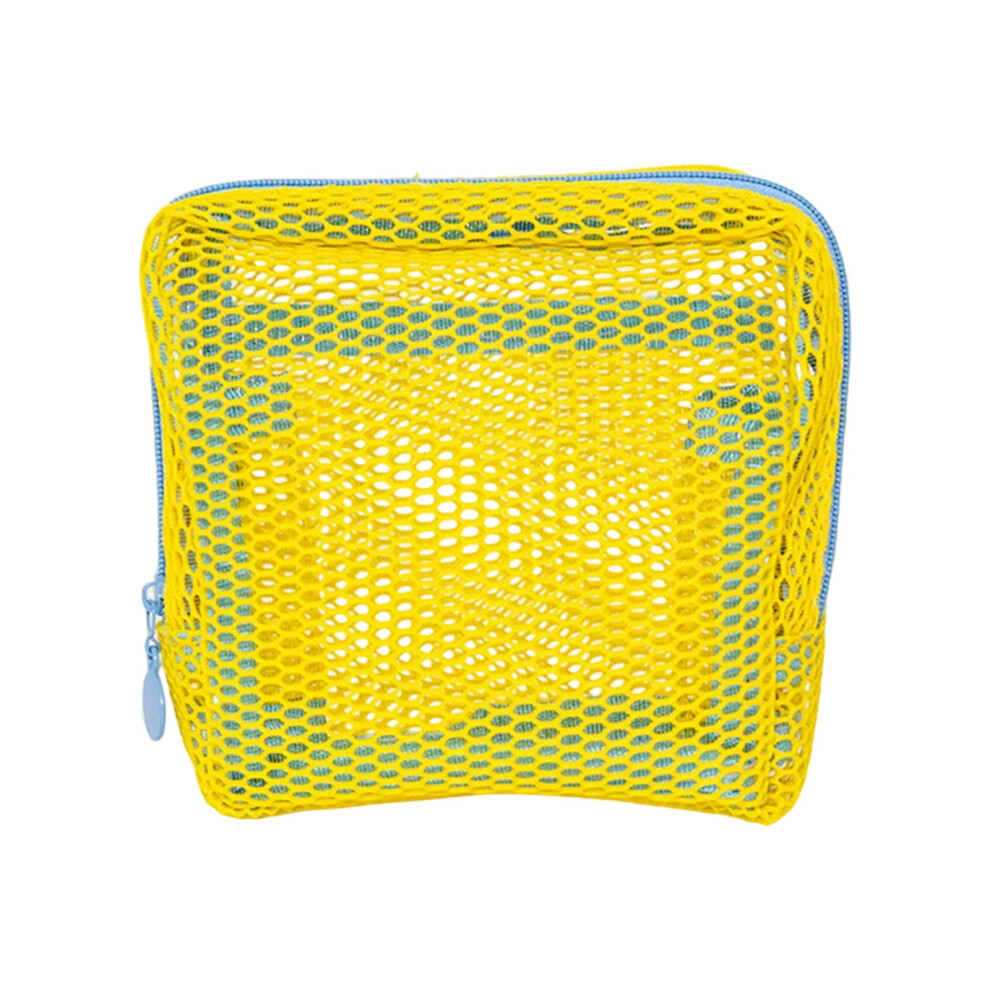 Nylon mesh cosmetic bag with zipper portable square travel