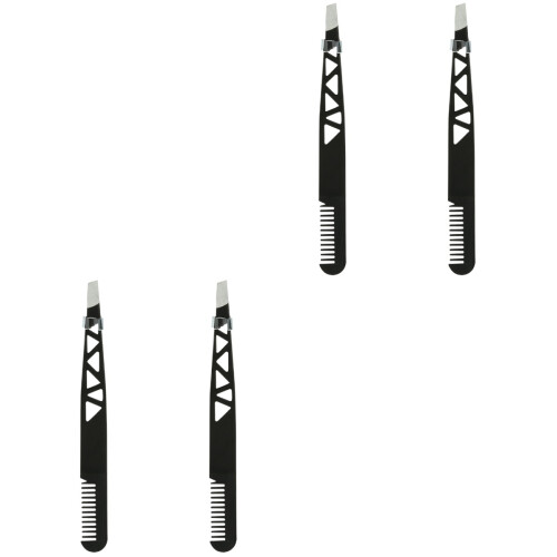 4Pièces Outil Modelage Sourcils Noire Acier Compact