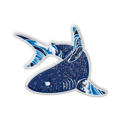 Marine emaille reversspeld – dolfijn- en haaiendesign, legering.
