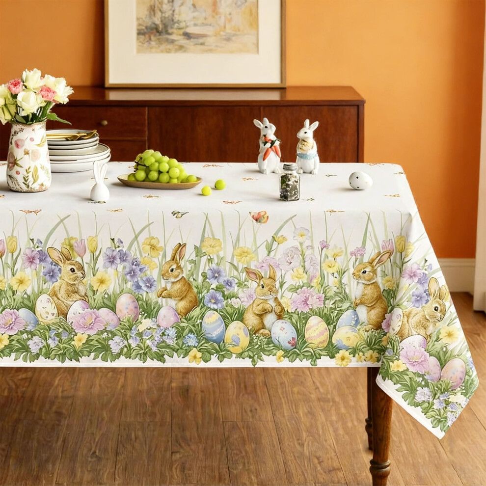 Beige Easter tablecloth rectangular 6084 inch
