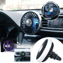Otočný ventilátor do auta s farebným svetlom, napájaný z USB, o 360, tichý mini chladič pre vozidlá/dodávky/kamióny