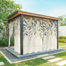 Cortinas externas estilo fazenda vintage, impermeáveis, com ilhós, para privacidade em pátios, varandas, gazebos, jardins e pérgolas – 137 x