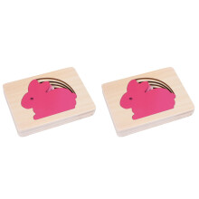 2Pièces Puzzles 3D Animaux Bois Multicouches Rose Éducatifs