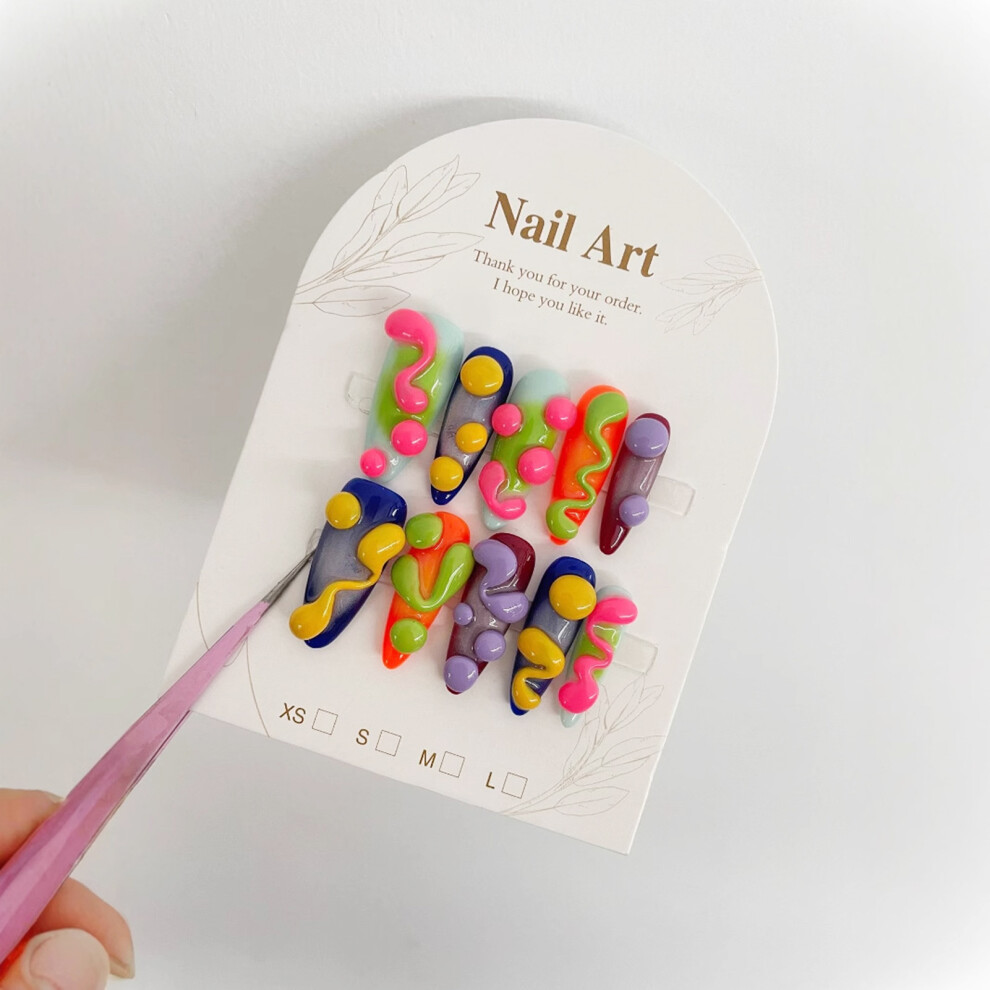 Dcph-Clothing (Xs) Colorful Press-On Nails For Women - Lightweight & Natural
