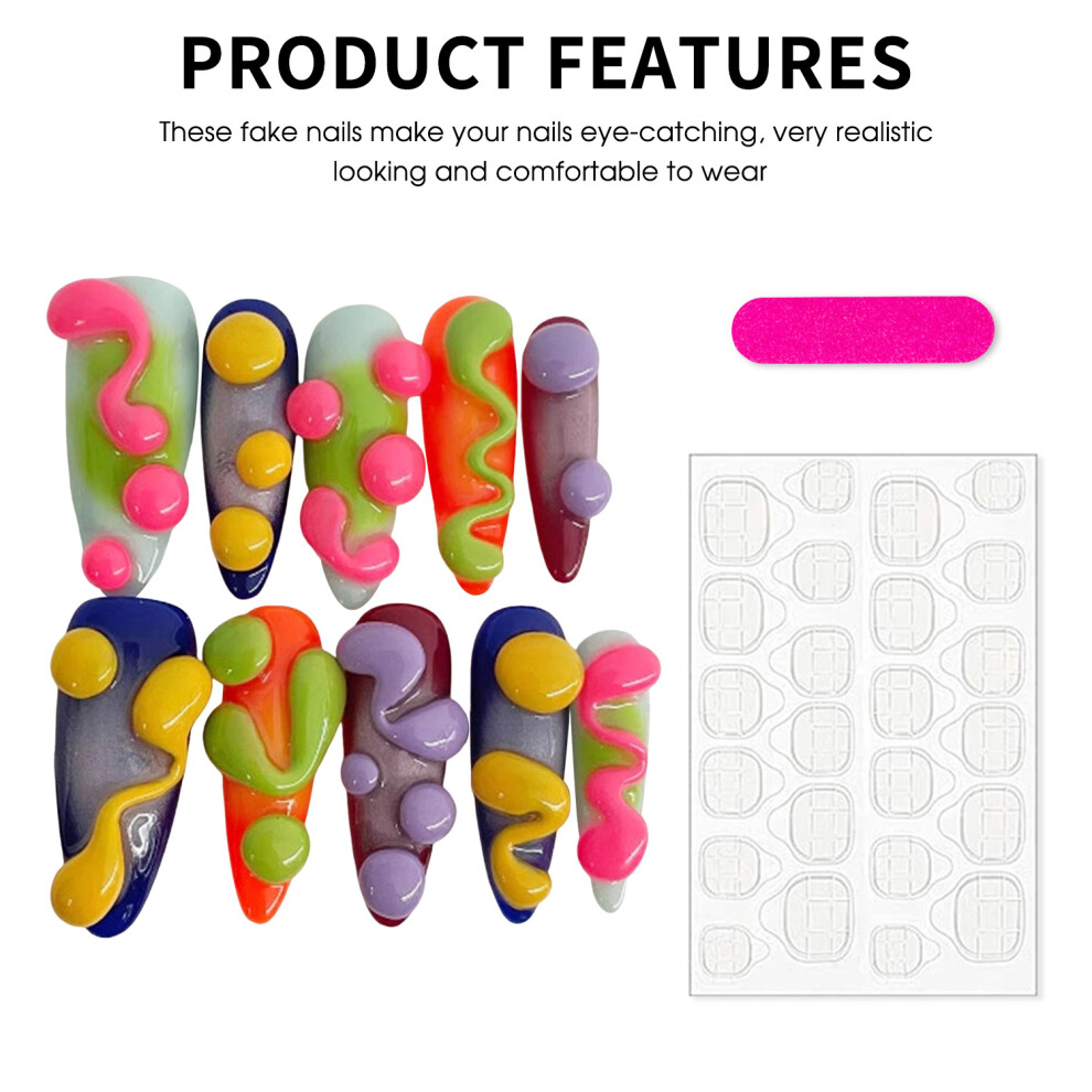 Bright-Home (S) Women Colorful Press On Nails Lightweight Natural Fake Nails Artificial Nails Suitable For Manicure Nail Salon