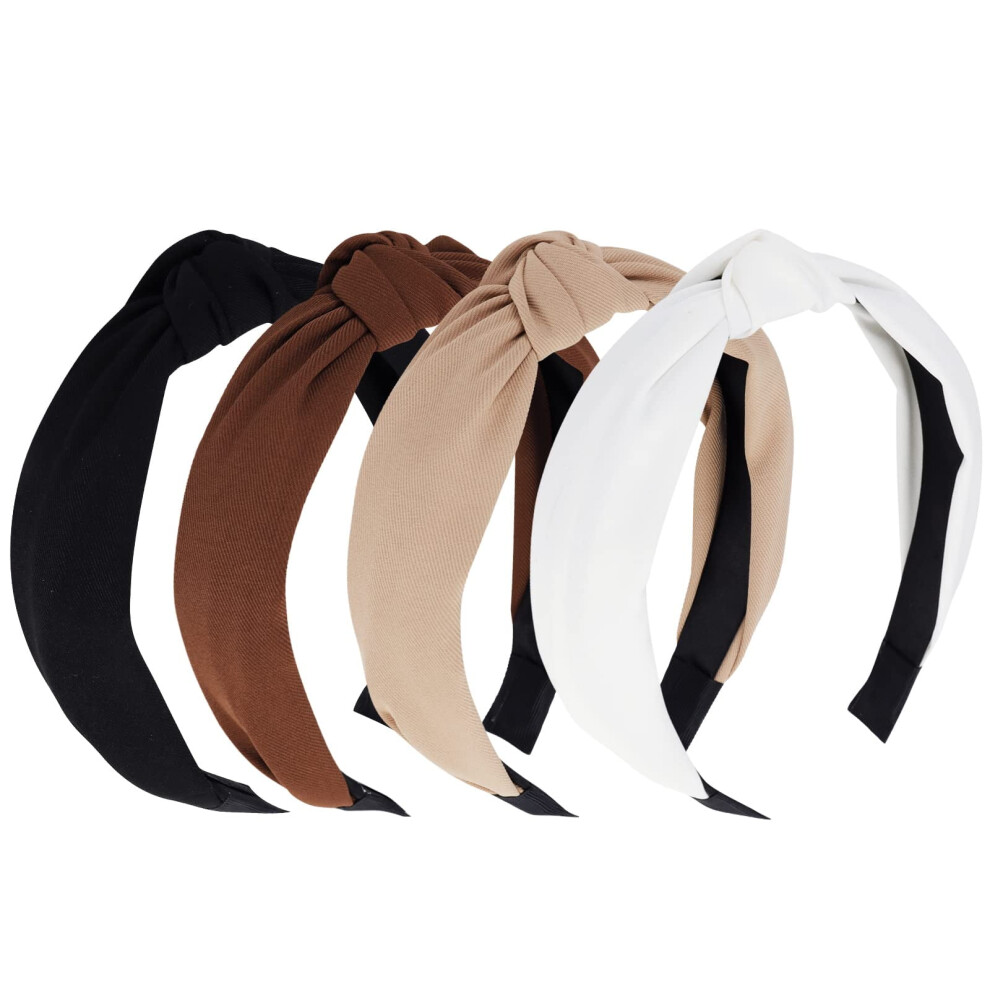 ZOUYUE Knotted Headbands Black White 4PCS