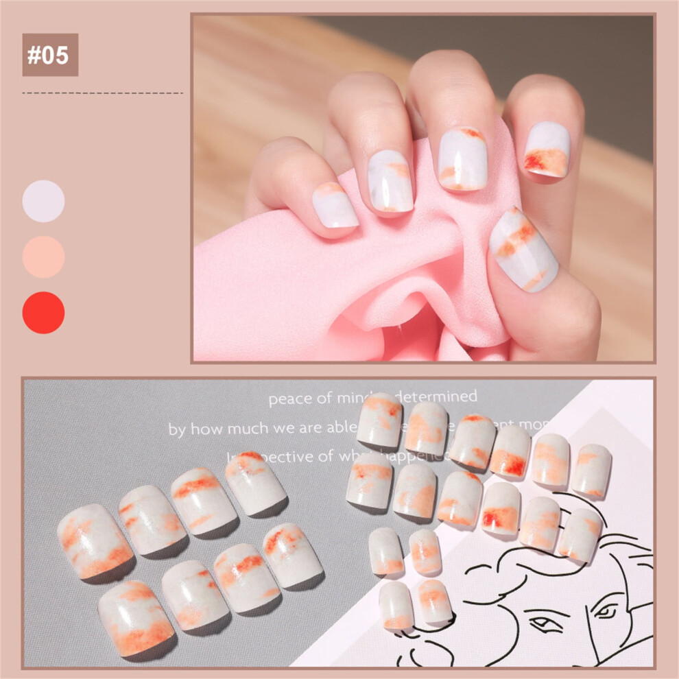 Press on Nails Sale Nail Art Patches Wearing Nails 24 Short Square Fake Nails with Jelly Glue Patches