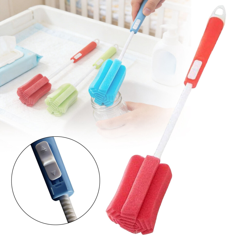 Bottle Cleaning Brush - Sponge Cleaning Brush, 3 Pack Foam Sponge Brush With Adjustable Long Handle For Cleaning Baby Bottles, Glasses And Cups