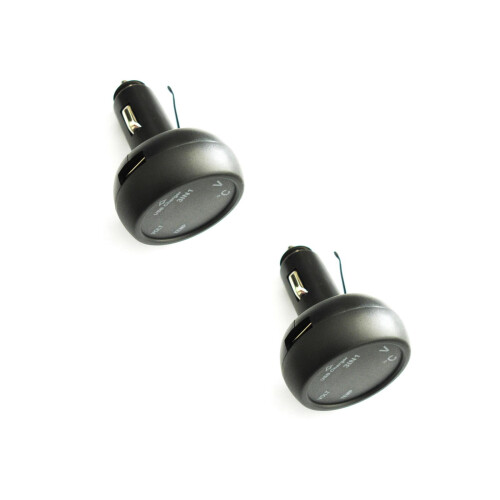 2Pièces Chargeur 12-24V Vert USB Voltmètre Avec Thermomètre
