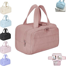 Large Capacity Wide-Open Toiletry Bag, 4-in-1 Waterproof Cosmetic Organizer with Handle – Compatible with Travel Accessories