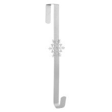 Suporte de metal para guirlanda de Natal para porta – Design de estrela e floco de neve, prateado, 38 cm, compatível com portas padrão.