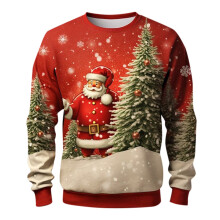 Sweat-shirt homme Père Noël, manches longues, col rond, pour les fêtes