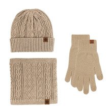 Winter Plush Knit Set HL8801: Gloves, Hat & Neck Warmer Combo – Soft Touchscreen-Friendly, Warm Stocking Stuffer for Teens, Christmas Gift –