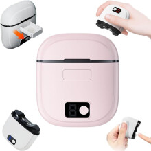 Tagliaunghie elettrico per anziani con luce LED, lucidante e scatola portaoggetti – Tagliaunghie automatico migliorato (rosa), compatibile con
