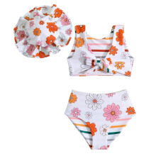 Bebeluși fete bikini set costume de baie reversibile cu desene animate imprimate topuri de baie slipuri Cap 3 piese costum de baie la modă