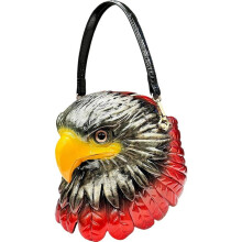 Halloween-Umhängetasche mit Weißkopfseeadlerkopf für Damen, originelle 3D-Tierkopf-Schultertasche mit Reißverschluss, Handtasche aus PU-Leder,