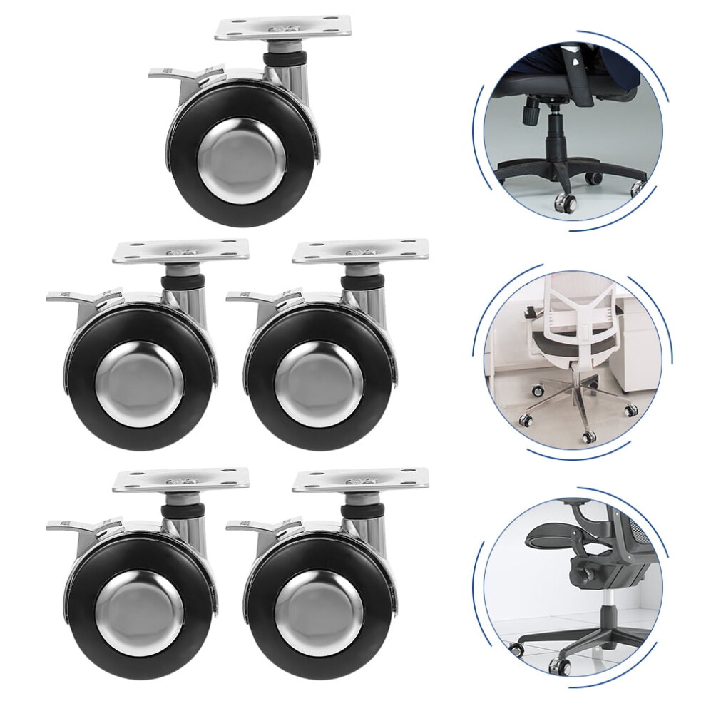 Set Of 5 Black Furniture Caster Wheels With 360 Directional Rotation For Smooth, Quiet Movement And Heavy Duty Load Support 9340959152742