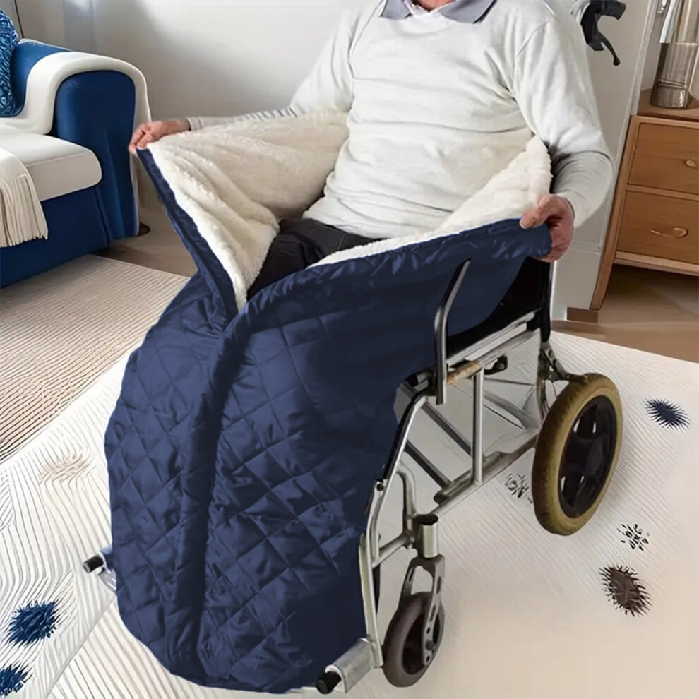 Blue Wheelchair Warmer Blanket, Half-Cover Fleece Throw For Elderly & Disabled, 51X25", Thick Thermal Insulation, Soft Polyester Â Compatible With