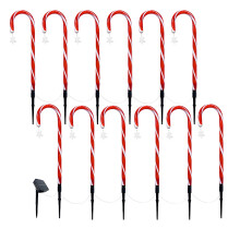 Guirlande lumineuse de cannes de Noël, 48 cm, décoration extérieure, marqueurs lumineux en forme de cannes de Noël pour cour et jardin (F)