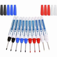 Tieflochmarker, 10 Stück Zimmermannsmarker, 30 mm langer Permanentmarker, Präzisions-Baumarker (Schwarz, Blau, Rot, Weiß).