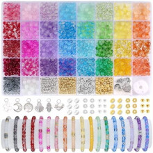 6mm Glass Beads for Bracelets – 1396pcs, 34 Colors, DIY Jewelry Making Kit with Spacers & Charms
