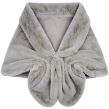 Xale/Estola Feminino com Broche de Pérola e Strass, Casaco Longo/Capa/Cachecol Quente de Inverno para Noivas e Festas de Casamento