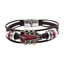 Guitar læderarmbånd med rustfri stålspænde