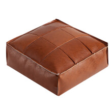 18x18x6 inch Faux Leather Pouf Ottoman, Moroccan Style Footstool, Unstuffed Storage Footrest Cover, Floor Cushion