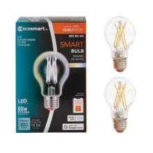 Ampoule LED A19 intelligente, blanc réglable, transparente, équivalent 60 W, avec commande vocale, alimentée par Hubspace (paquet de 2)