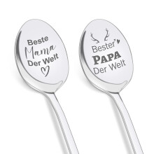 Gegraveerde koffielepel als cadeau voor mama en papa – “De beste mama en papa ter wereld” – ideaal als verjaardags-, Moederdag- of