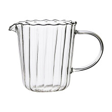 Small Glass Pitcher, Wave-Shaped Creamer Jug for Coffee, Tea, Milk – 4.49x3.27", 1 Pc, Compatible with Standard Kitchen Use