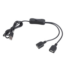 Cabo de carregamento USB duplo com interruptor liga/desliga, saída rápida de 5V 2A para uso doméstico, em escritórios e compatível com