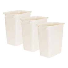 21 Quart Traditional Kitchen, Bathroom, and Office Rectangular Plastic Open Wastebasket Trash Can, Bisque (3 Pack)