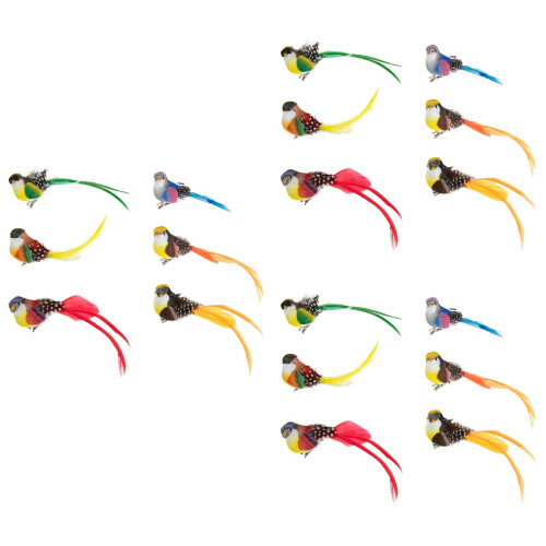 18Pièces Statues D'oiseaux Clips Multicolores Pour Décoration