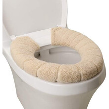 Housse de siège de toilette douce, épaisse et chaude avec boutons-pression – Tissu en fibres extensibles et lavables, facile à installer et à