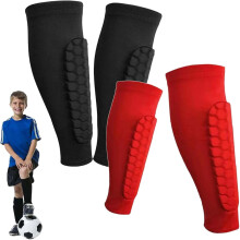 Espinilleras para niños con almohadillas de panal, ligeras para pantorrillas.