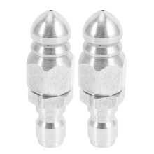 2 buses de débouchage haute pression 1/4 po 5000 PSI pour nettoyeur haute pression 1/4 po, raccord rapide, argent.